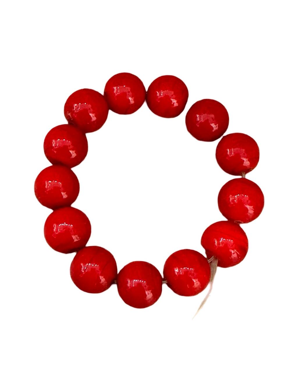 Large Red Glass Beads Bracelet